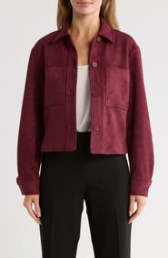T Tahari Crop Faux Suede Jacket