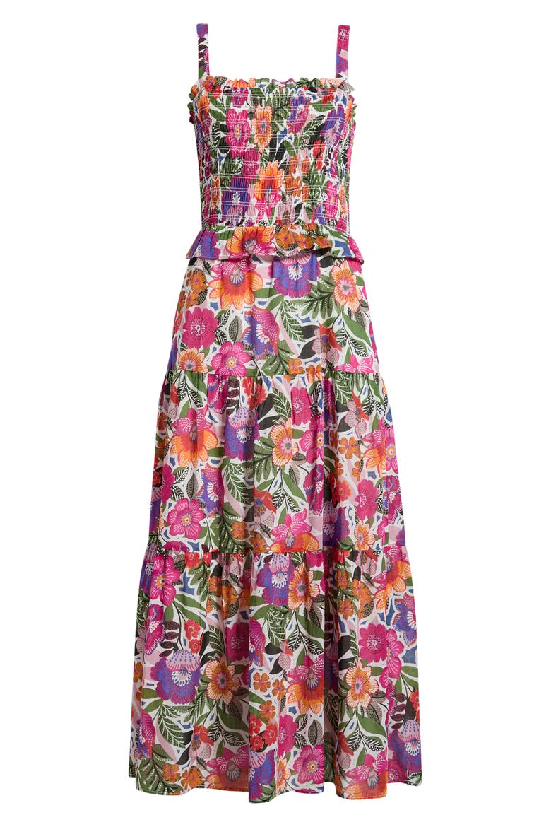 Rendal Floral Smock Midi Sundress, Alternate, color, FLORAL-MULTI