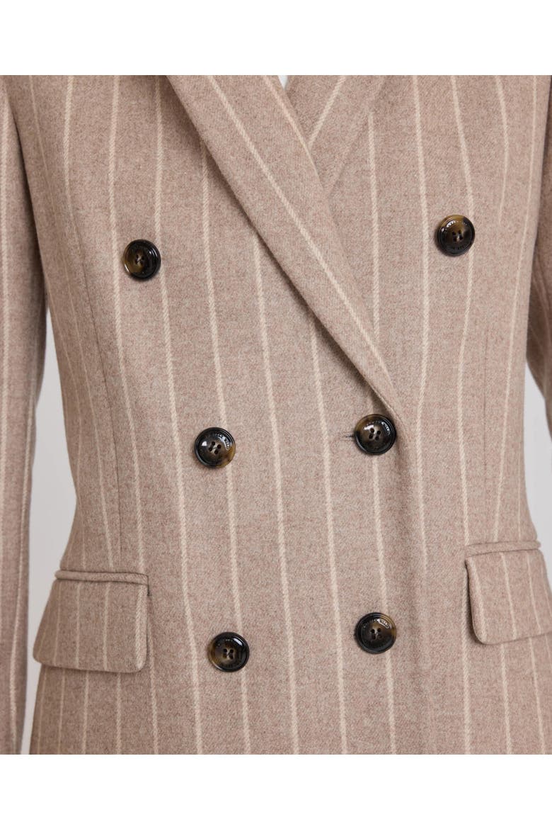 Eve Double Breasted Jacket, Alternate, color, Fawn Cream Pinstripe