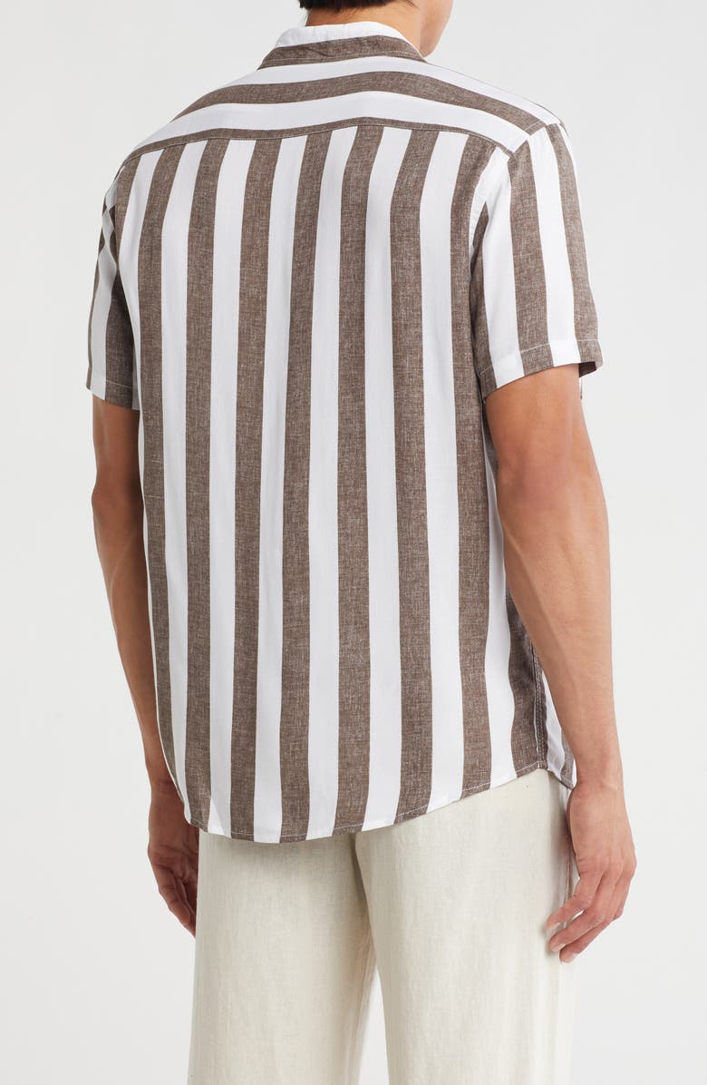 Vintage Summer Short Sleeve Button-Up Shirt, Alternate, color, Brown