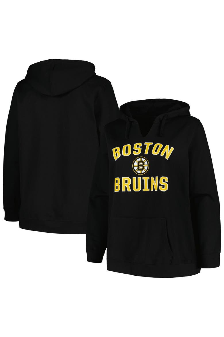 Women's Profile Black Boston Bruins Plus Size Arch Over Logo Pullover Hoodie, Main, color, Black