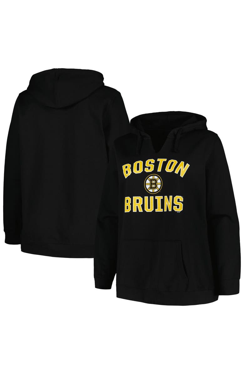 PROFILE Women's Profile Black Boston Bruins Plus Size Arch Over Logo Pullover Hoodie, Main, color, Black