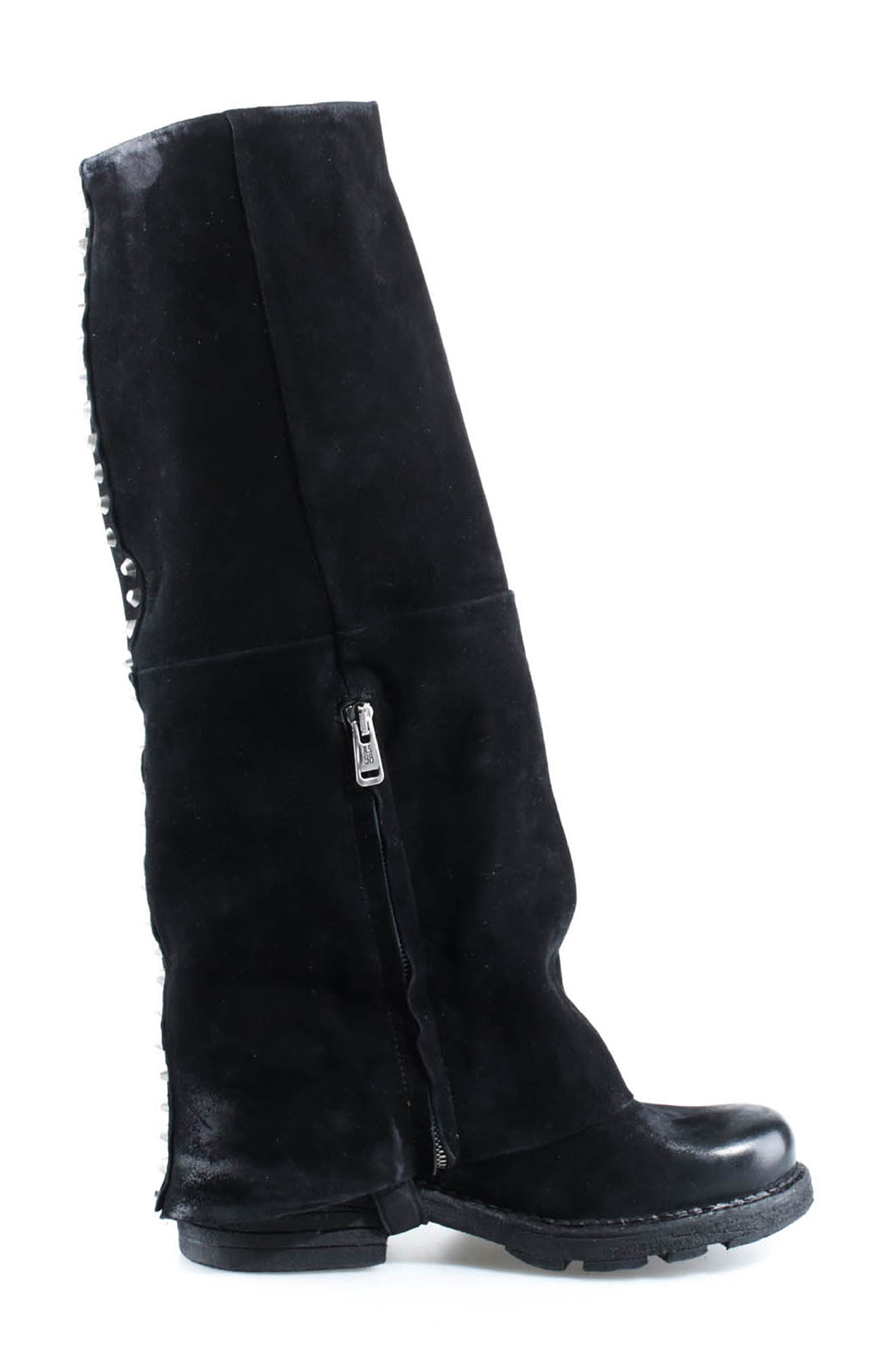 Pace Leather Knee High Boot, Alternate, color, BLACK