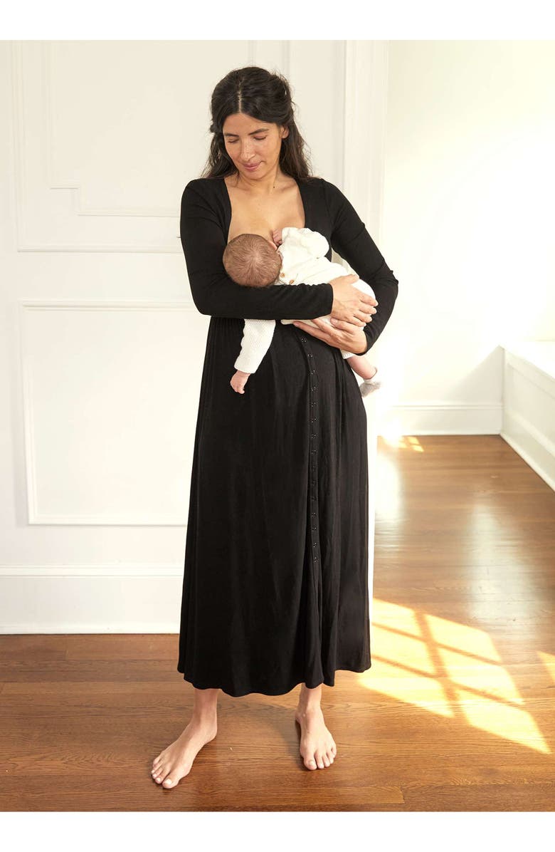 HATCH The Softest Rib Nursing Dress, Main, color, Black