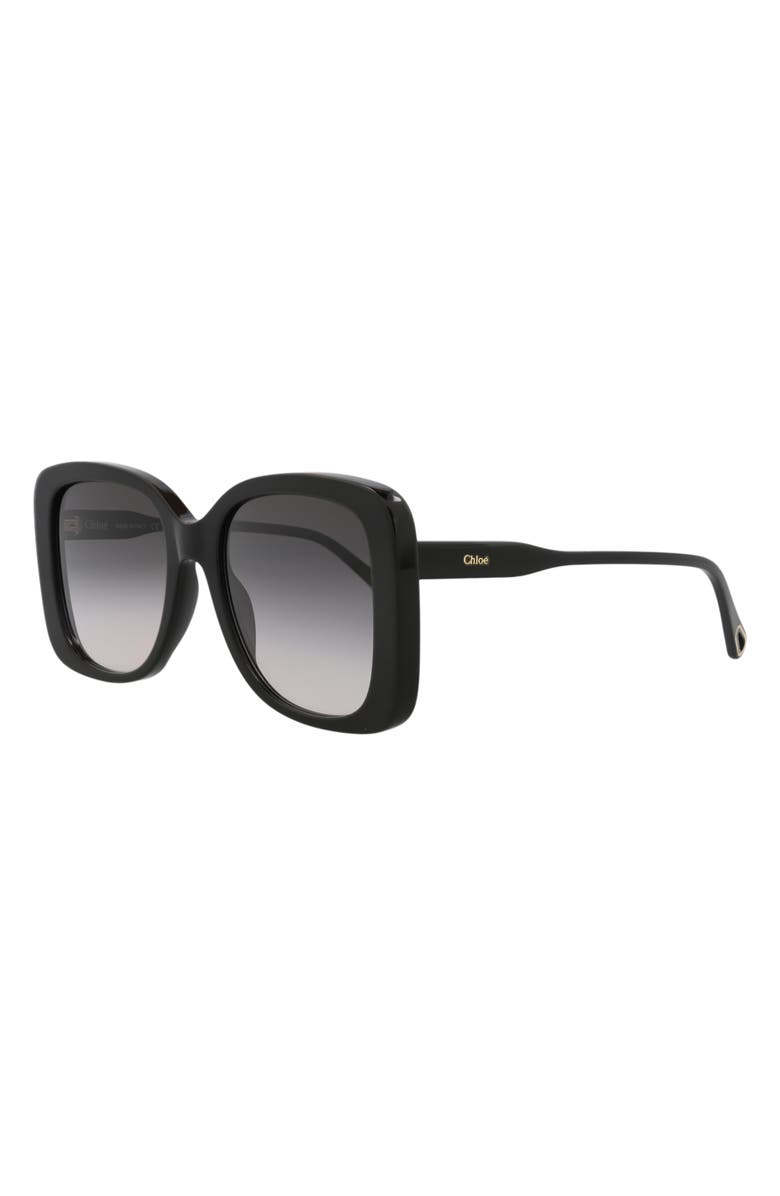 Chloé 55mm Square Oversize Sunglasses, Alternate, color, Black Black Grey