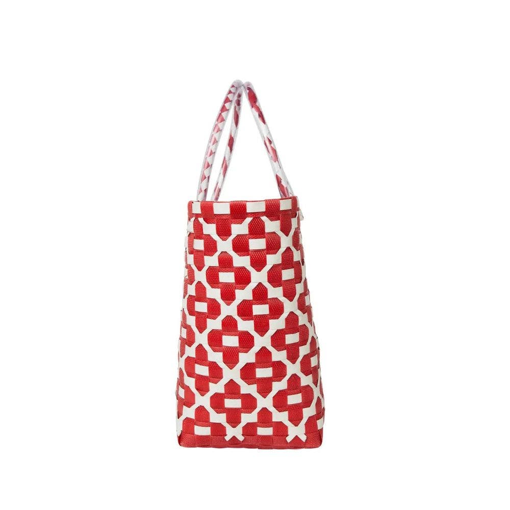 The Kensley Floral Recycled Plastic Handwoven Bag, Alternate, color, Red Floral