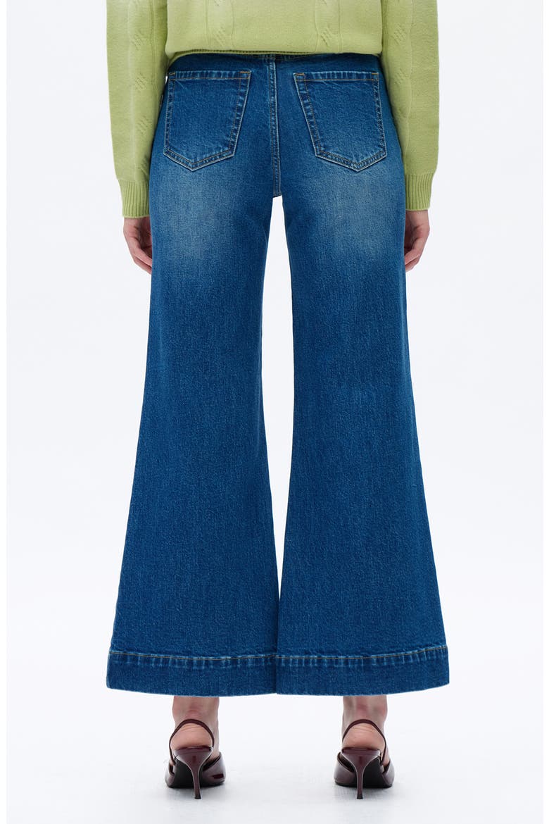 Exposed Button High Waist Wide Leg Jeans, Alternate, color, MEDIUM BLUE