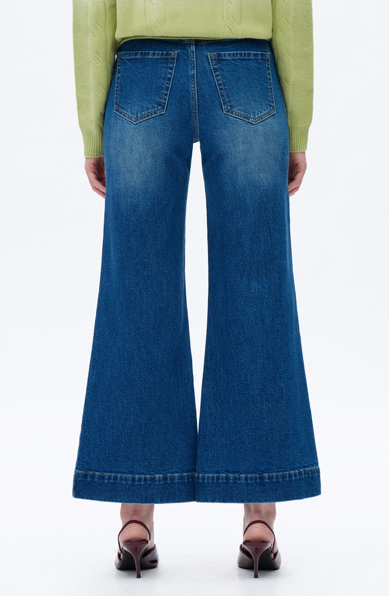 Bayeas Exposed Button High Waist Wide Leg Jeans, Alternate, color, Medium Blue