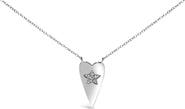 Haus of Brilliance .925 Sterling Silver Diamond Heart with Star Pendant Necklace