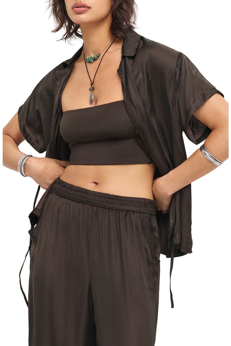 Kami Tie Front Cover-Up Top, Main, color, DEEP EARTH