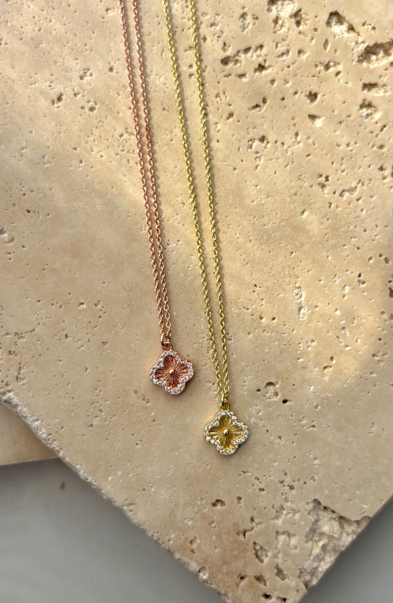 Adornia Pavé CZ Clover Pendant Necklace, Alternate, color, Gold