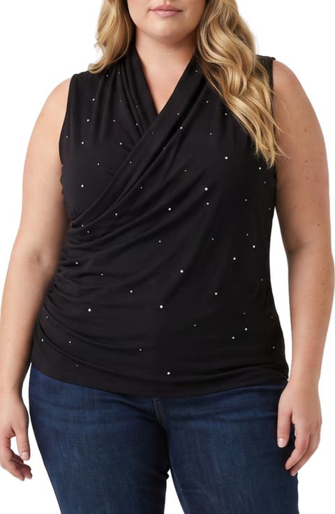 Embellished Crossover Jersey Top