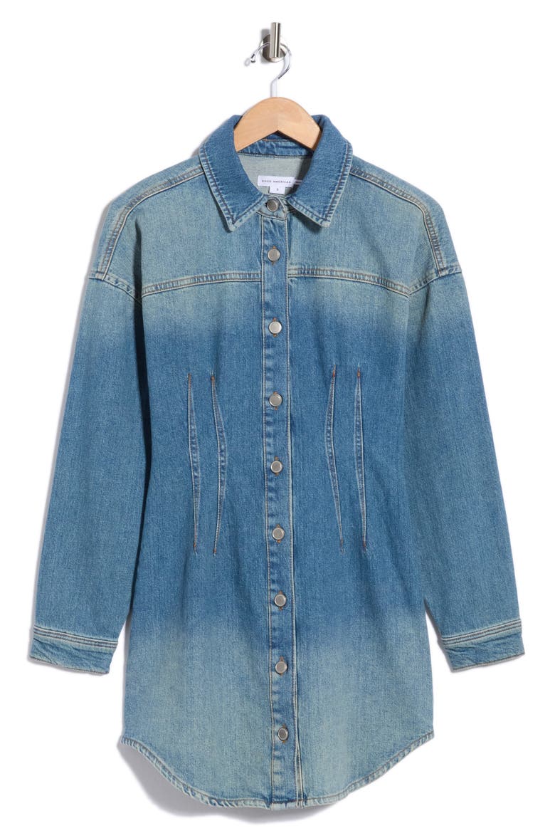 Shaped Denim Dress, Main, color, INDIGO1100