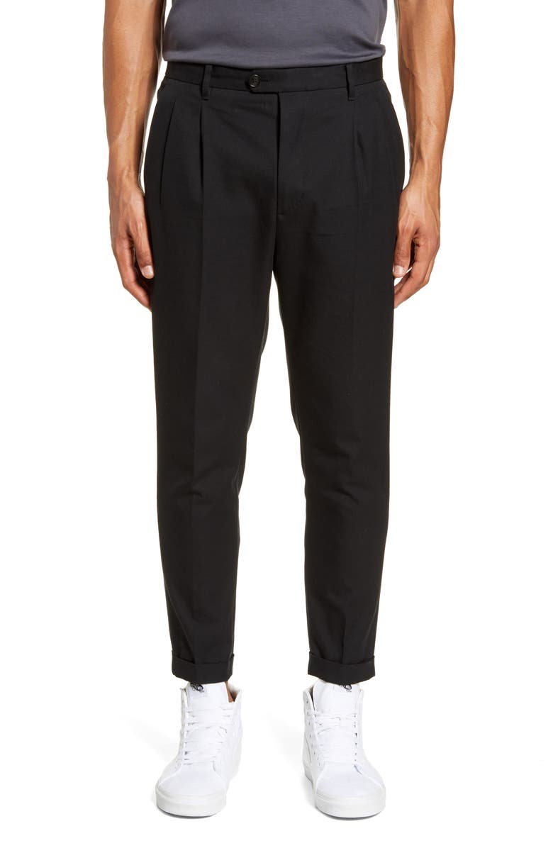 AllSaints Tallis Pleated Cotton & Wool Trousers, Main, color, 