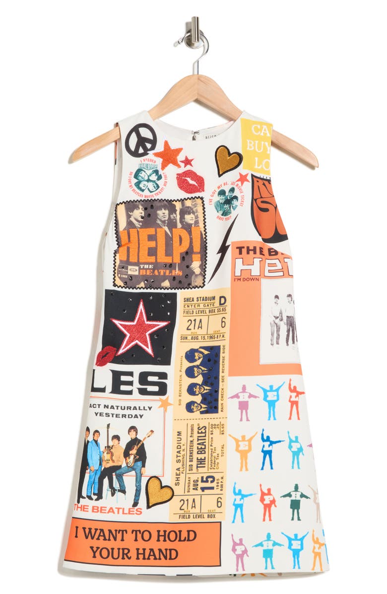 Alice + Olivia x The Beatles Clyde Embroidered Dress, Alternate, color, 