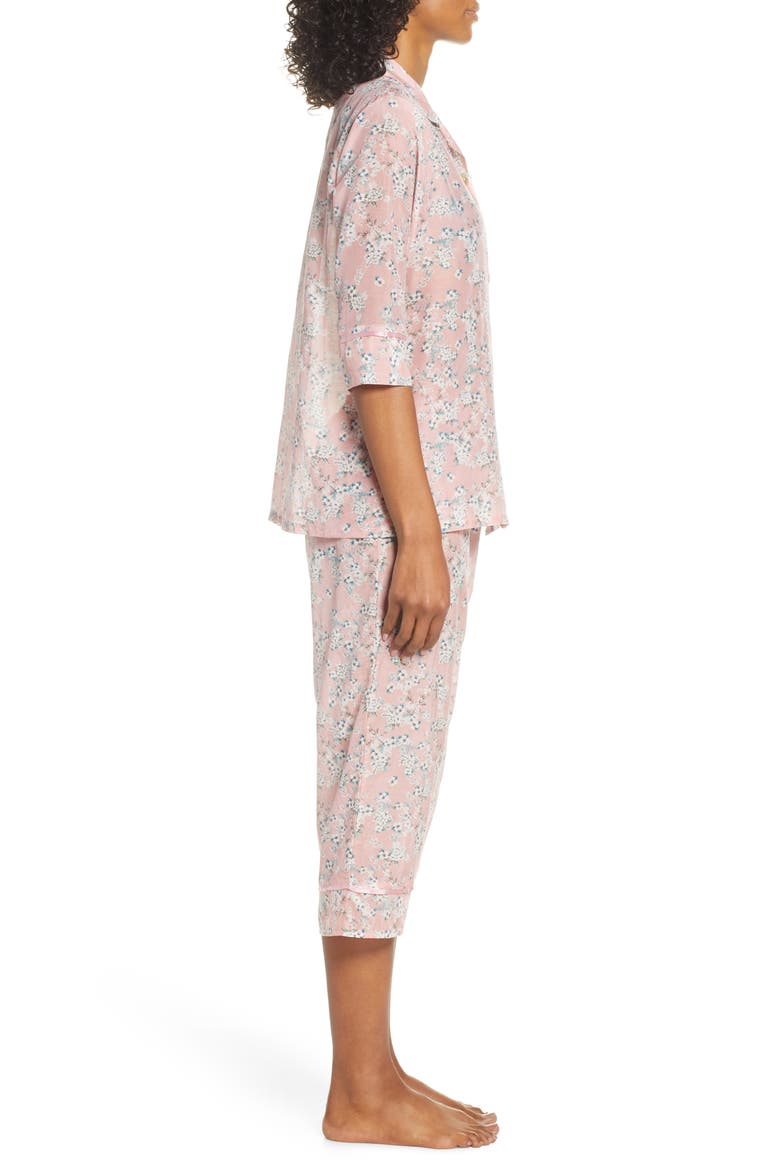 Isabelle Cotton & Silk Crop Pajamas, Alternate, color, DARK PINK