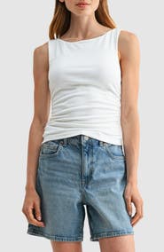 Lush Boat Neck Side Cinched Knit Tank