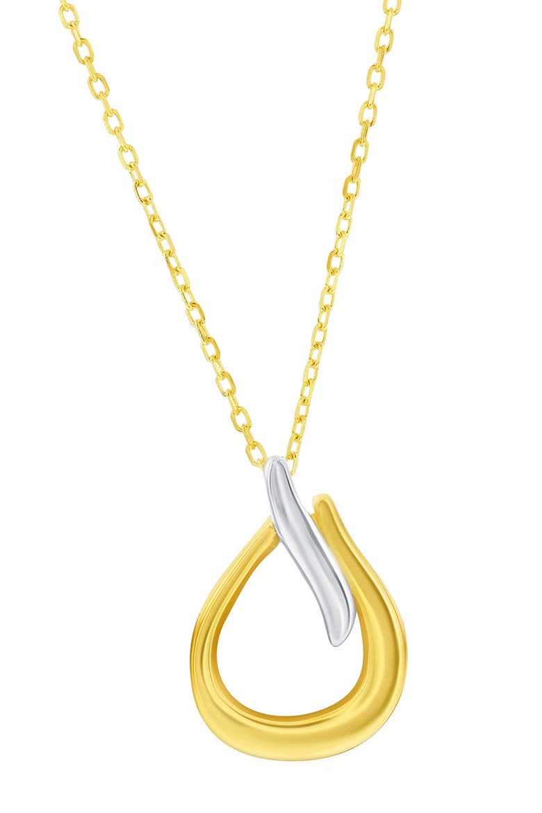 Two-Tone Pear Pendant Necklace, Main, color, GOLD/ SILVER