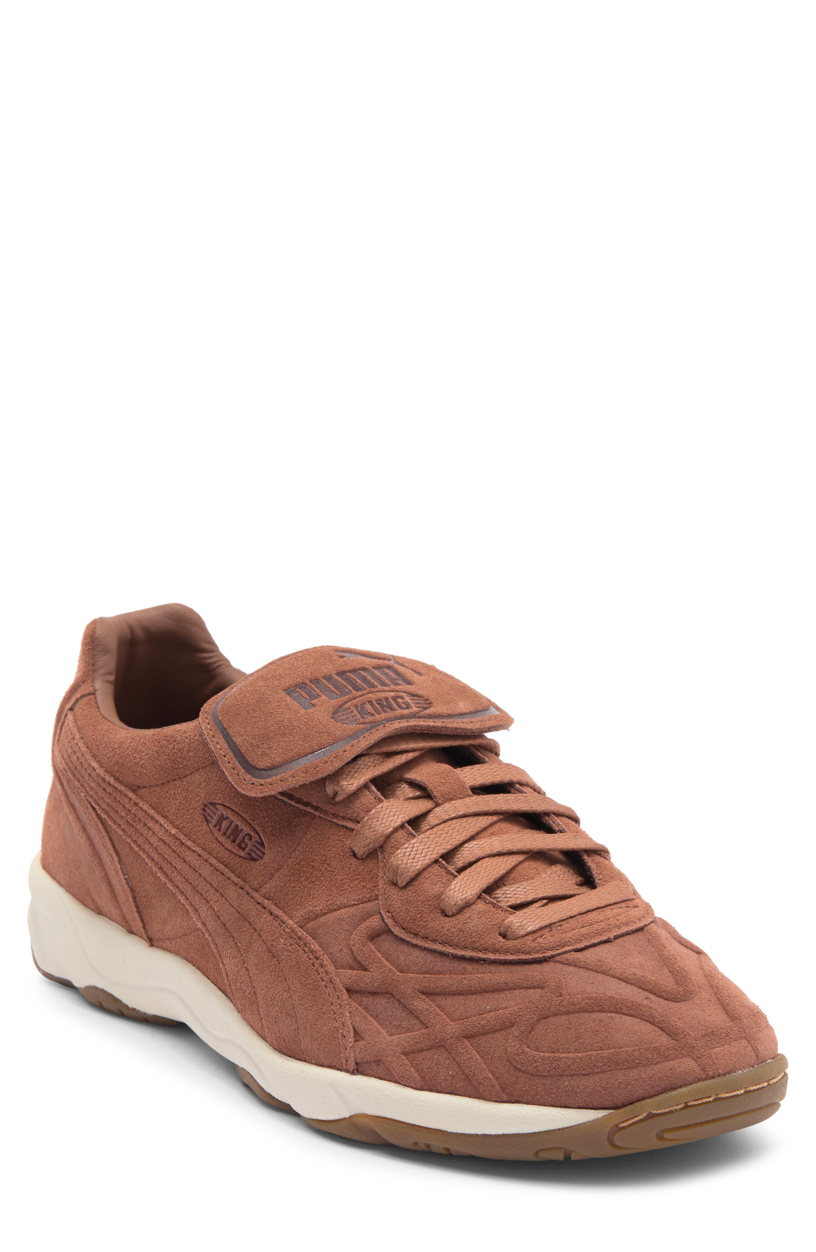 PUMA King Indoor Clean Soccer Sneaker, Main, color, Brown Mushroom