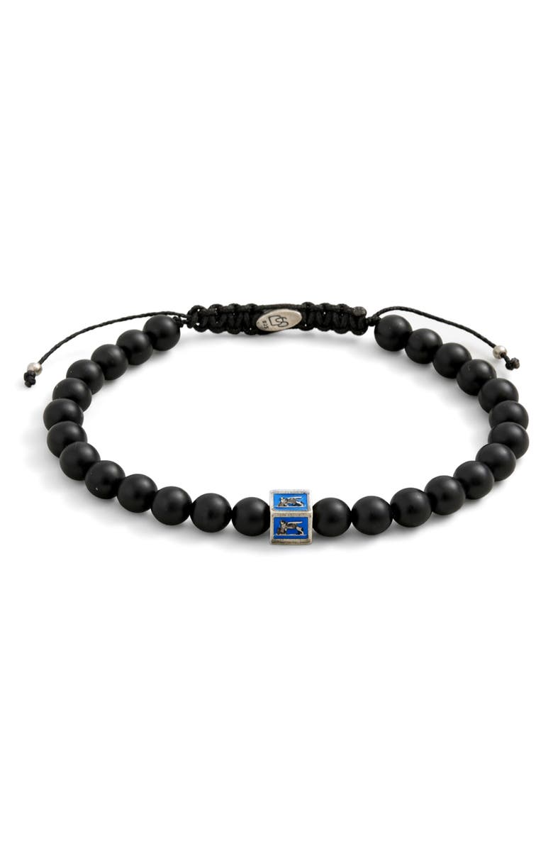 Degs & Sal Men's Venetian Lion Beaded Slider Bracelet, Main, color, Royal Blue/ Black