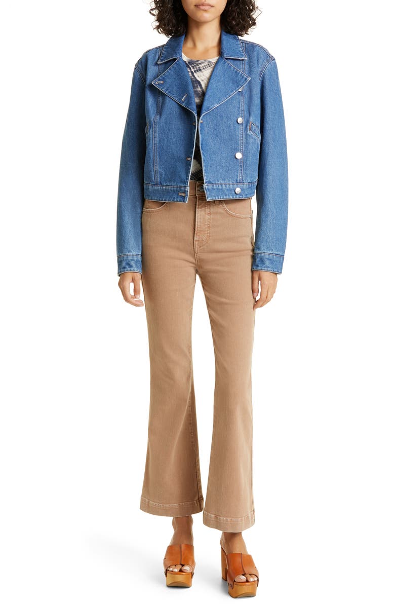 Veronica Beard Carson High Waist Ankle Kick Jeans, Alternate, color, Tan Sierra