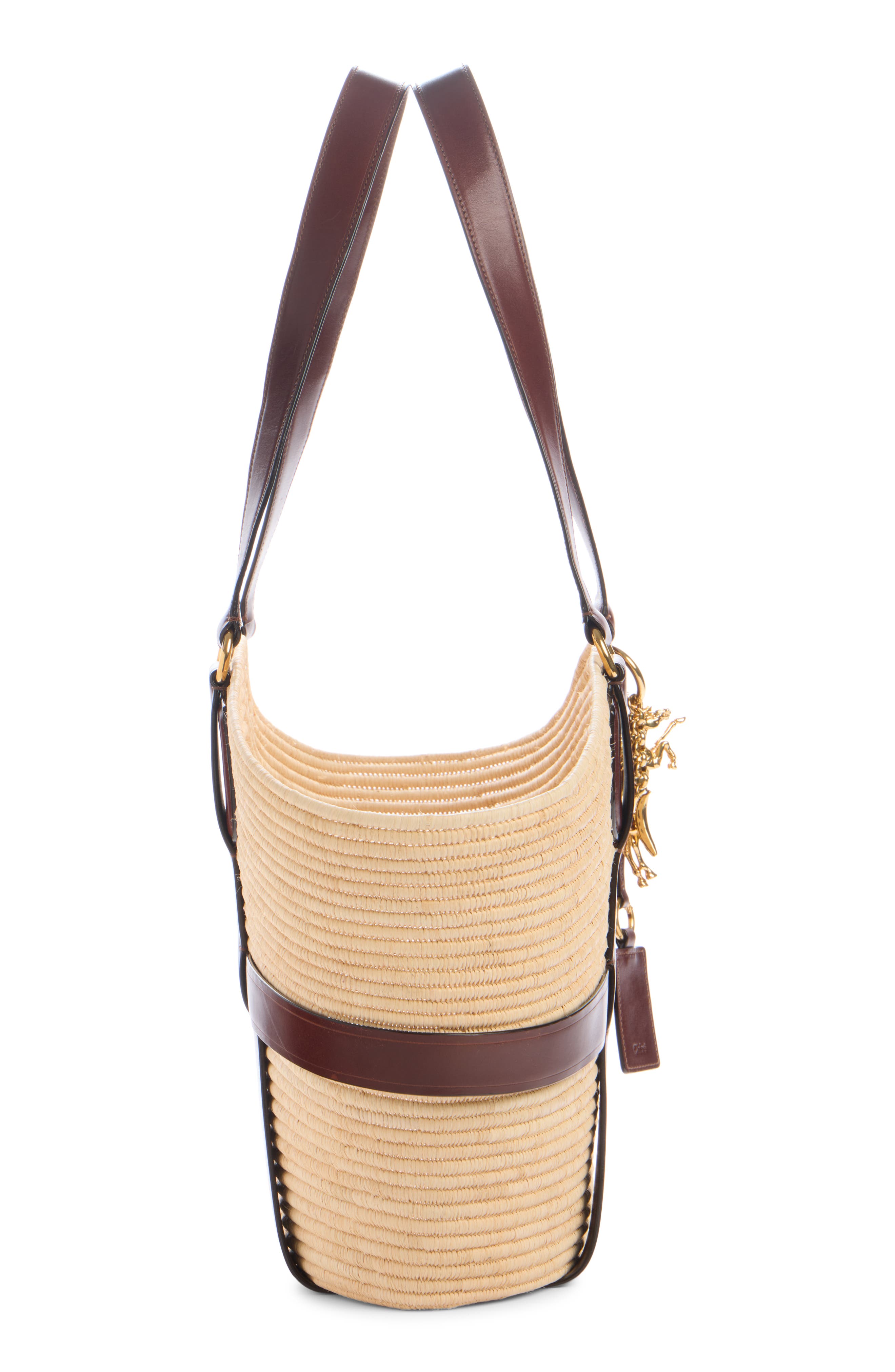 Chloé Kerala Straw & Leather Tote, Alternate, color, 