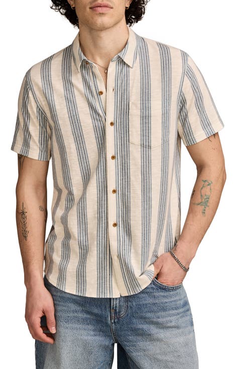 Short Sleeve Cotton-Blend Button-Up Shirt