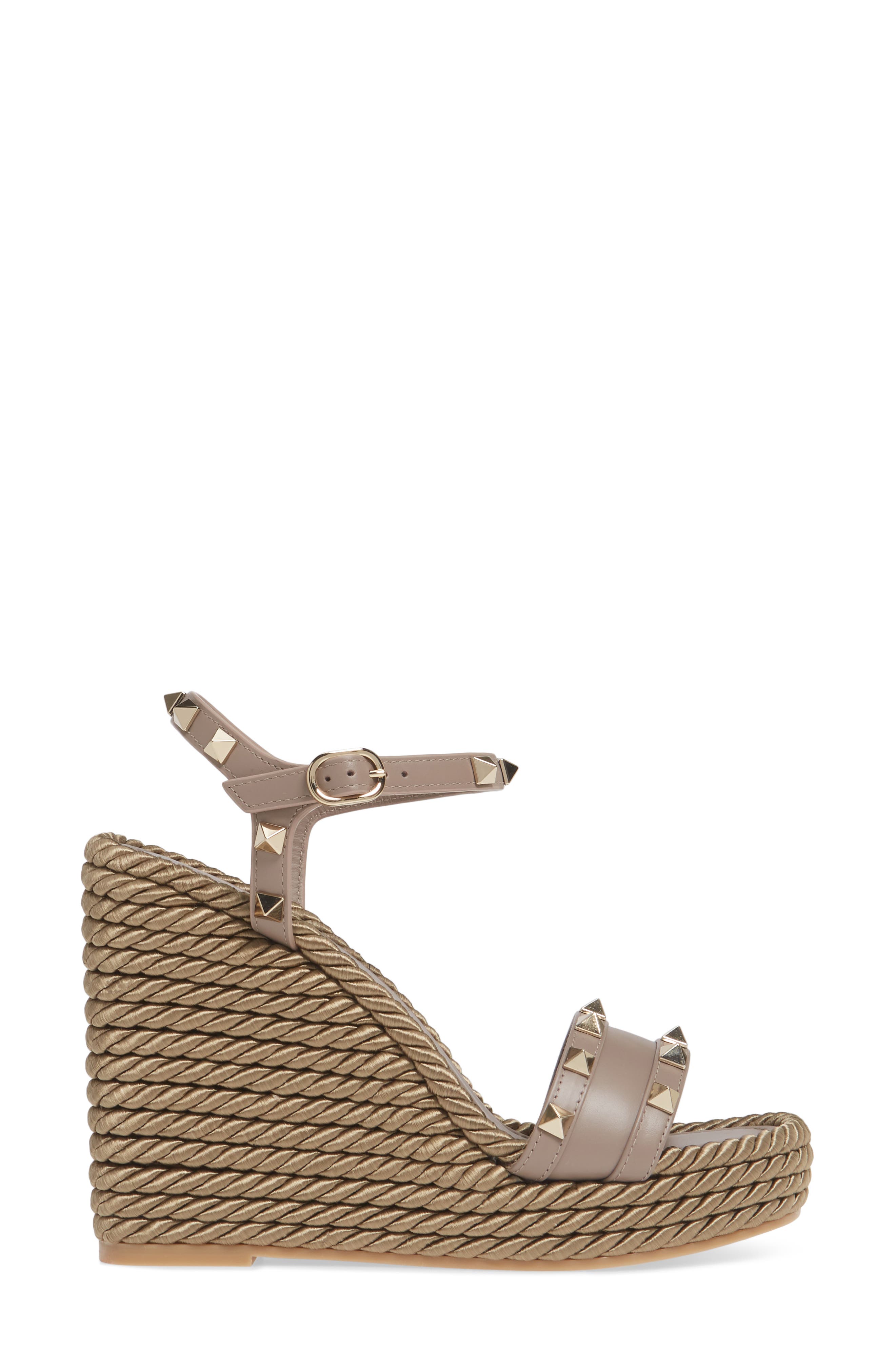 Rockstud Thorchon Espadrille Wedge Sandal, Alternate, color, TAUPE