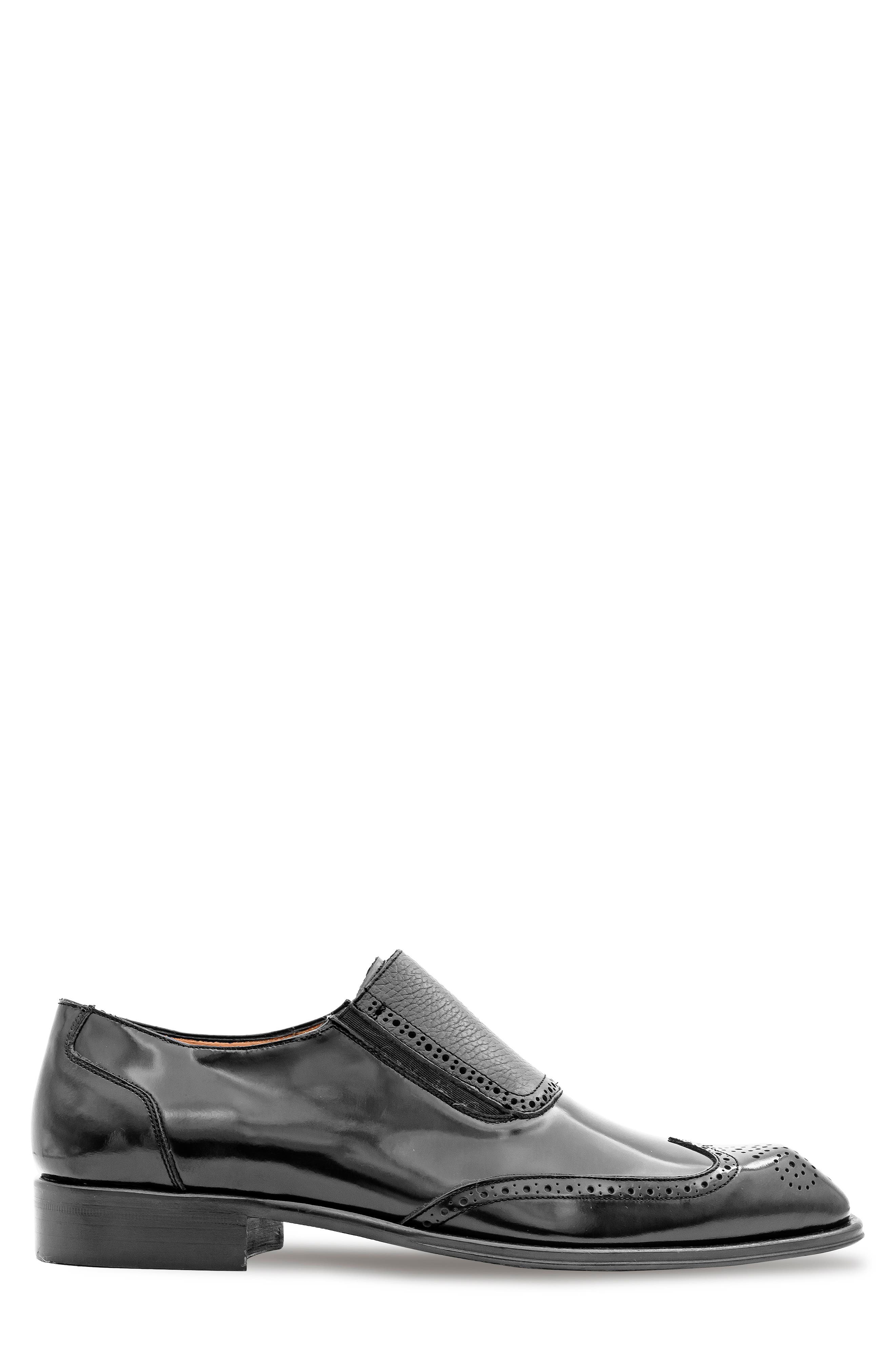 Wingtip Slip-On Shoe, Alternate, color, BLACK