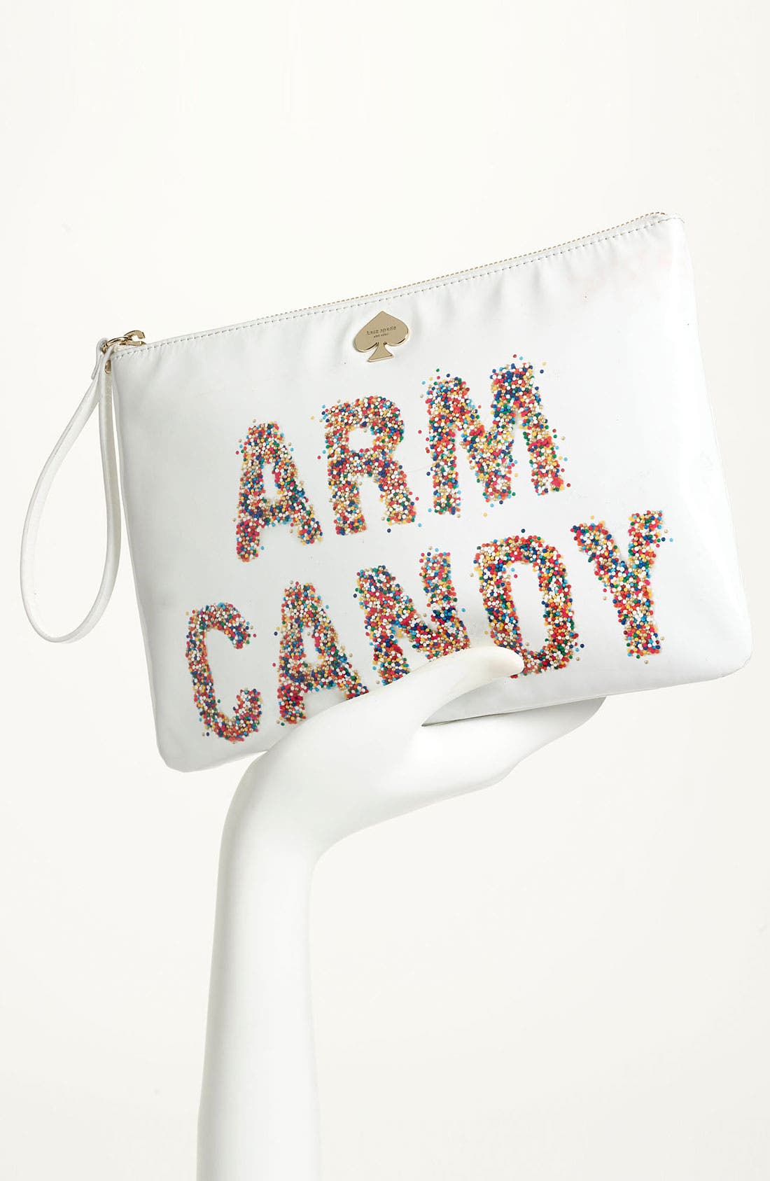 'arm candy' leather pouch, Alternate, color, CREAM MULTI