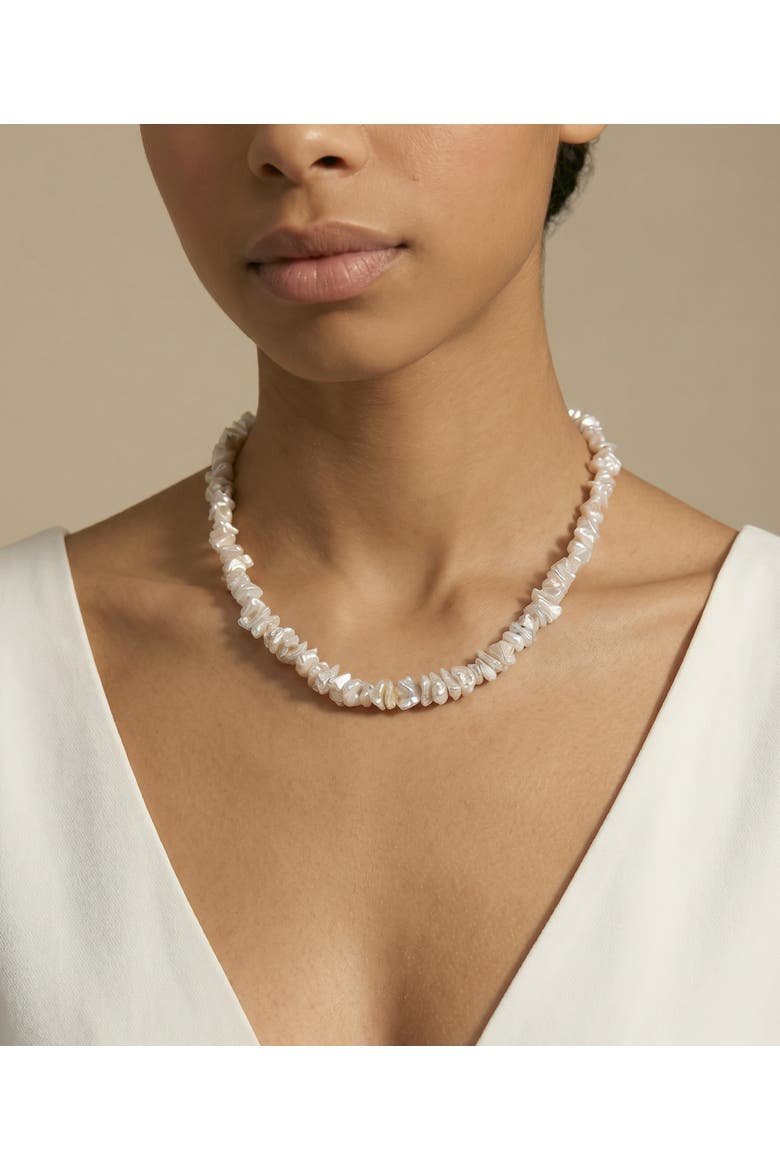 8.0-8.5mm White Freshwater Keshi Pearl Necklace, Alternate, color, Sterling Silver Clasp