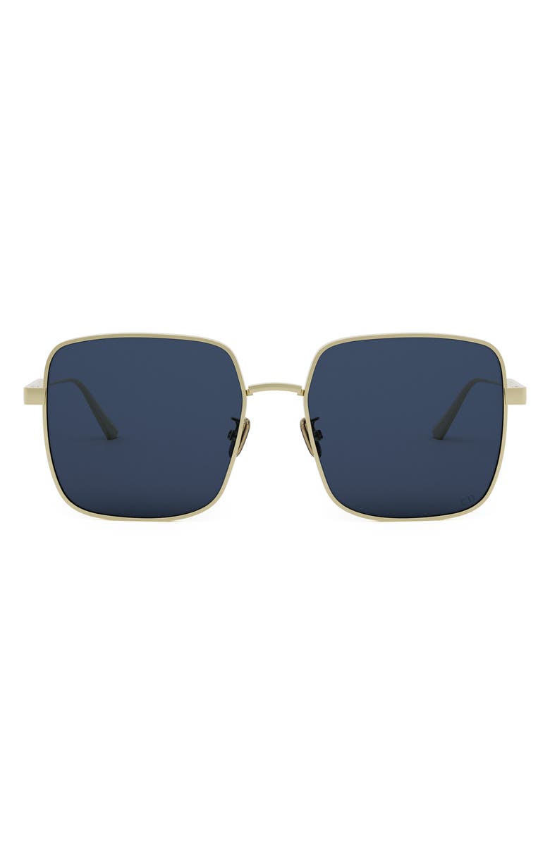 DIOR 'DiorCannage S1U 59mm Square Sunglasses, Main, color, Gold / Solid Blue Lenses