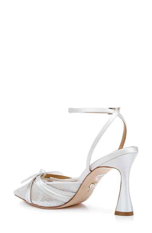 Badgley Mischka Collection Josie Ankle Strap Pointed Toe Pump In White Satin