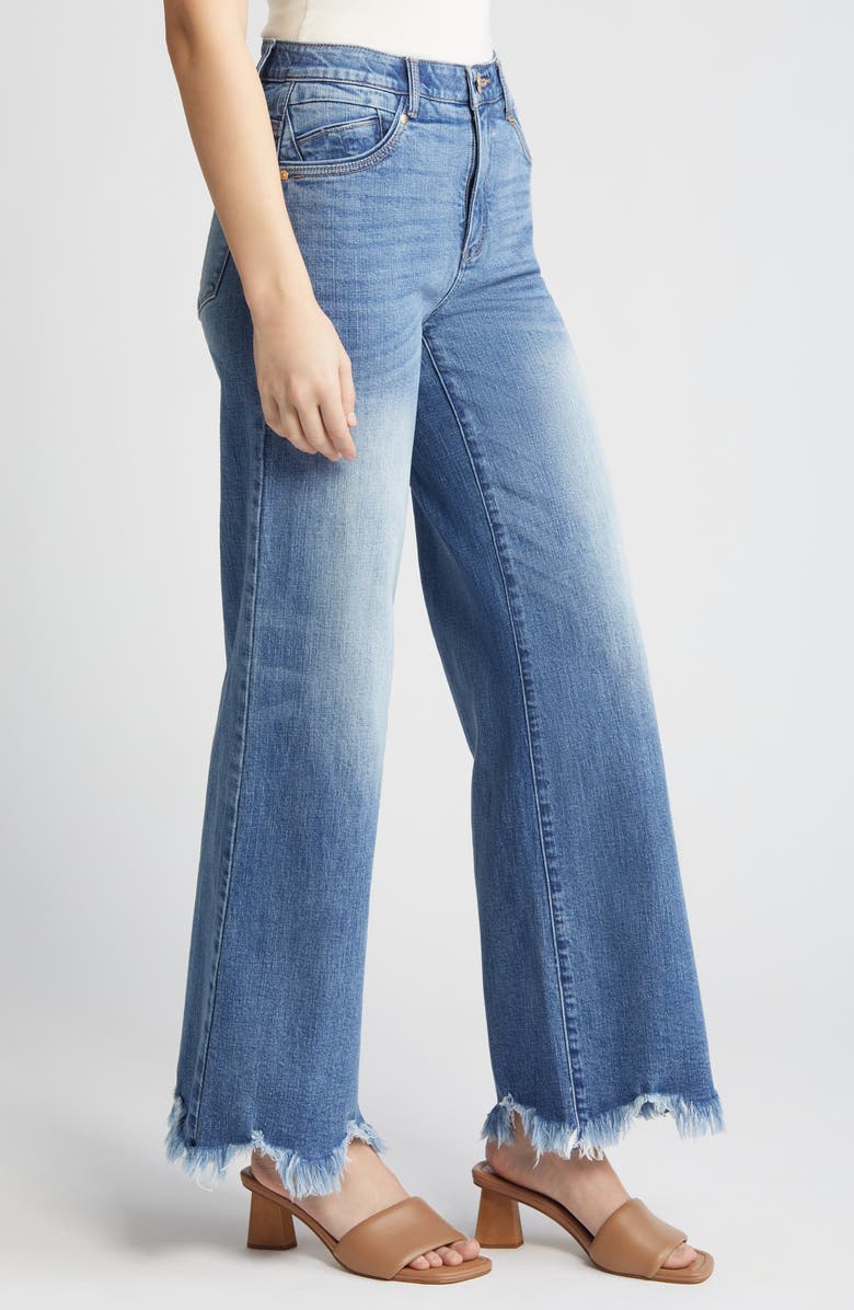 Wit & Wisdom 'Ab'Solution Raw Hem Wide Leg Jeans, Alternate, color, Mid Blue