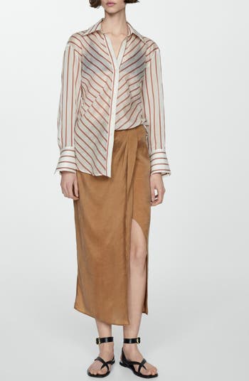 Side Slit Faux Wrap Skirt
