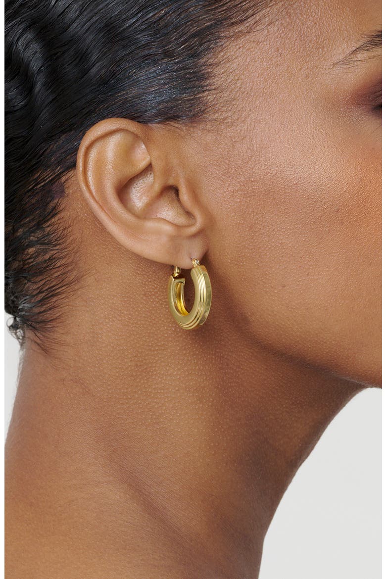 Deena Deco Groove Hoop Earrings, Alternate, color, GOLD TONE