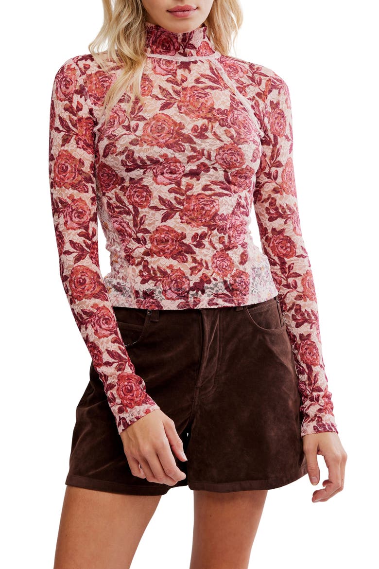 Lyric Floral Lace Top, Main, color, PINK COMBO