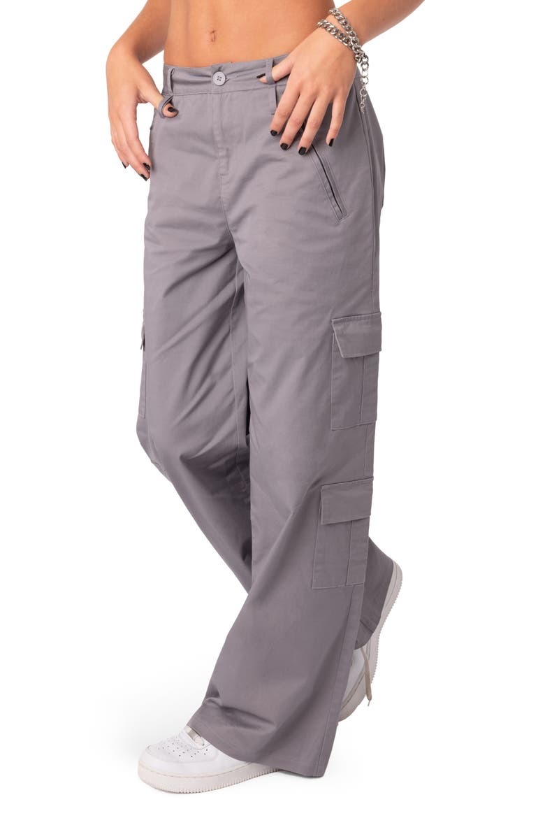 Zaria Stretch Cotton Cargo Pants, Alternate, color, GRAY