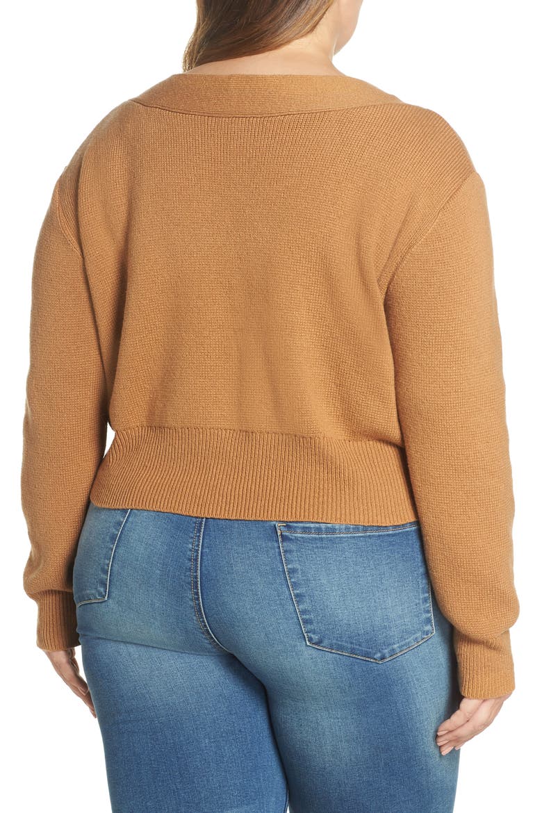 Portrait Neck Cardigan, Alternate, color, TAN DALE