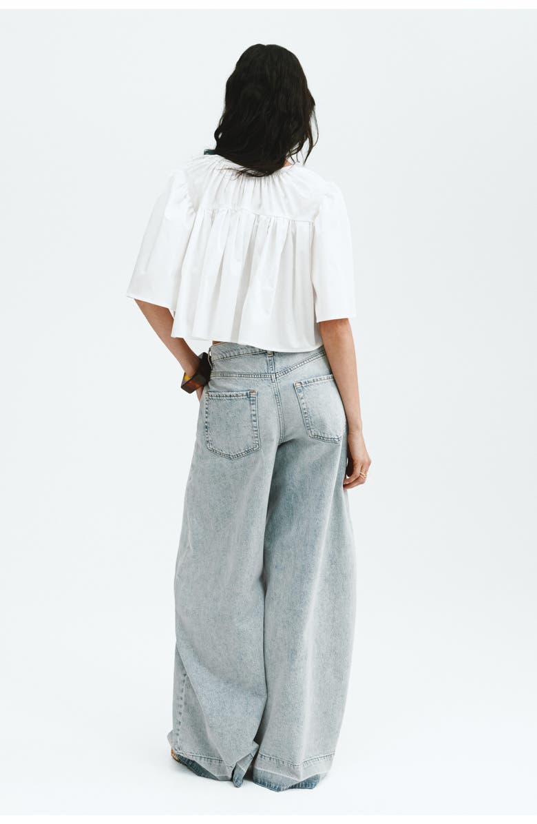 H&M Cropped Cotton Blouse, Alternate, color, White