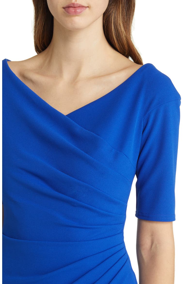 Ruched Crepe Cocktail Dress, Alternate, color, MYSTIC BLUE