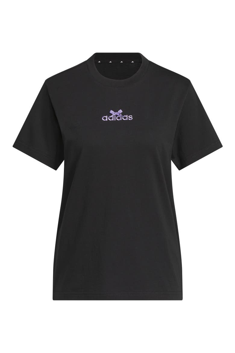 Bow Logo Cotton T-Shirt, Alternate, color, BLACK
