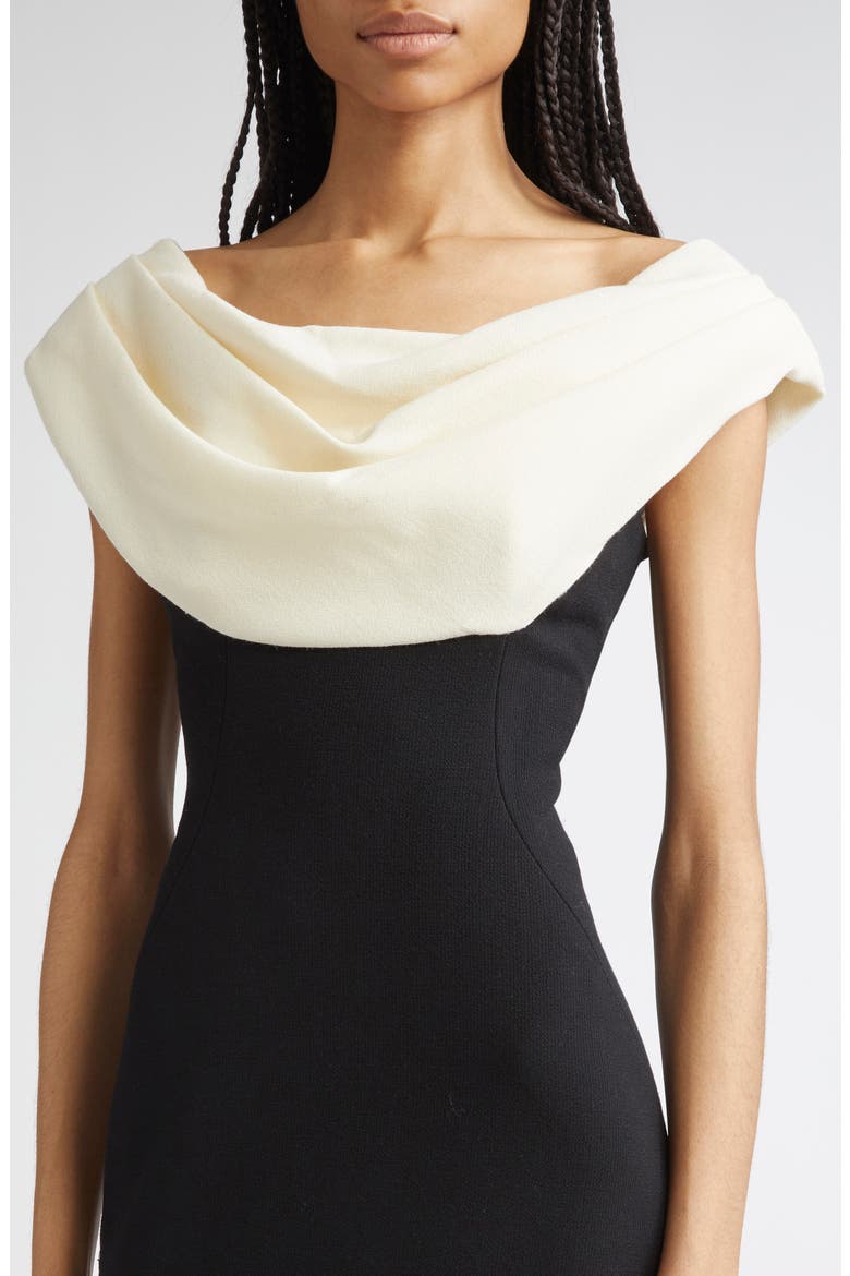 Cowl Neck Gown, Alternate, color, BLACK/ CREAM