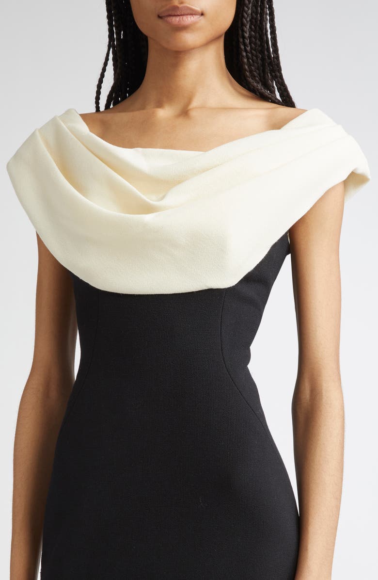 Lela Rose Cowl Neck Gown, Alternate, color, Black/ Cream