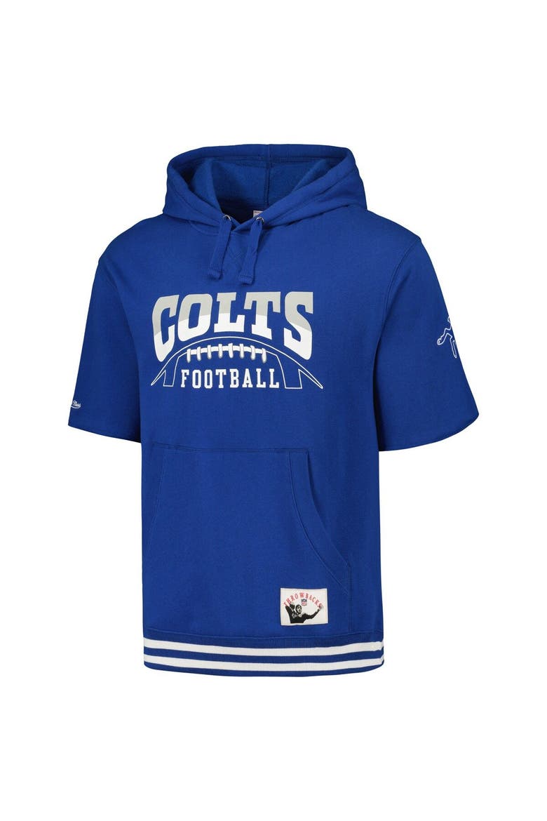 Men's Mitchell & Ness Royal Indianapolis Colts Pre-Game Short Sleeve Pullover Hoodie, Alternate, color, Royal