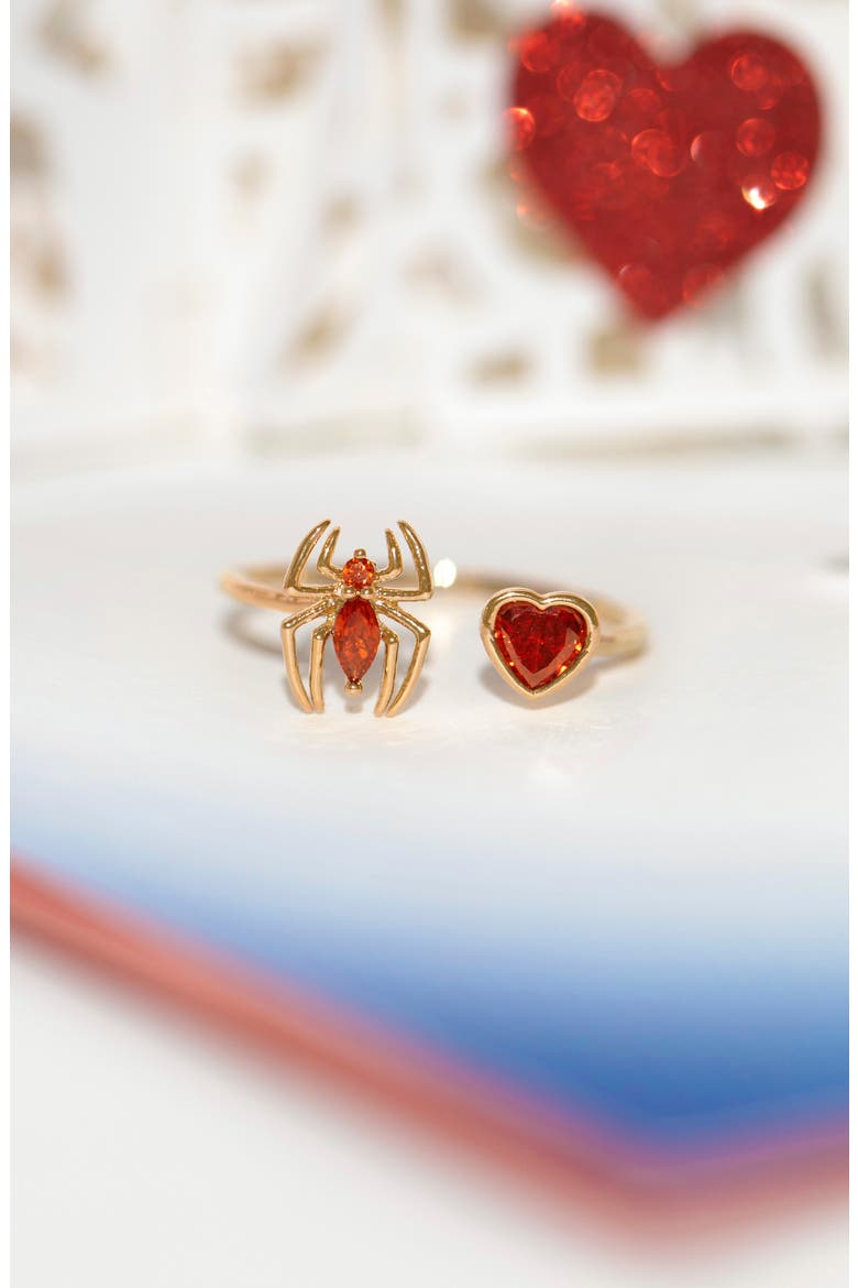 Marvel's Spider-Man Web of Love Cubic Zirconia Bypass Ring, Alternate, color, GOLD