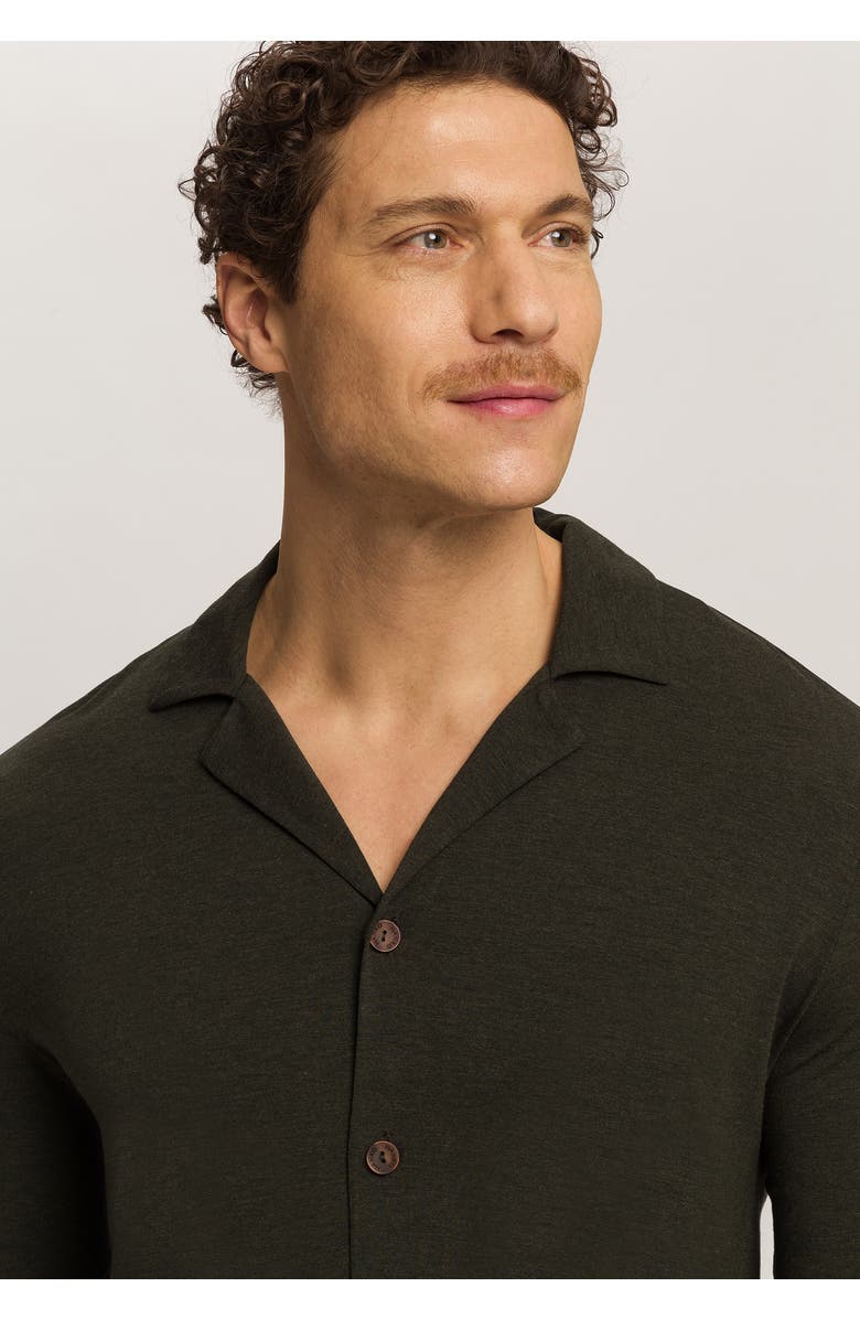 Hanro Casuals Long Sleeve Button Front Shirt, Alternate, color, Earthy Ink Melange