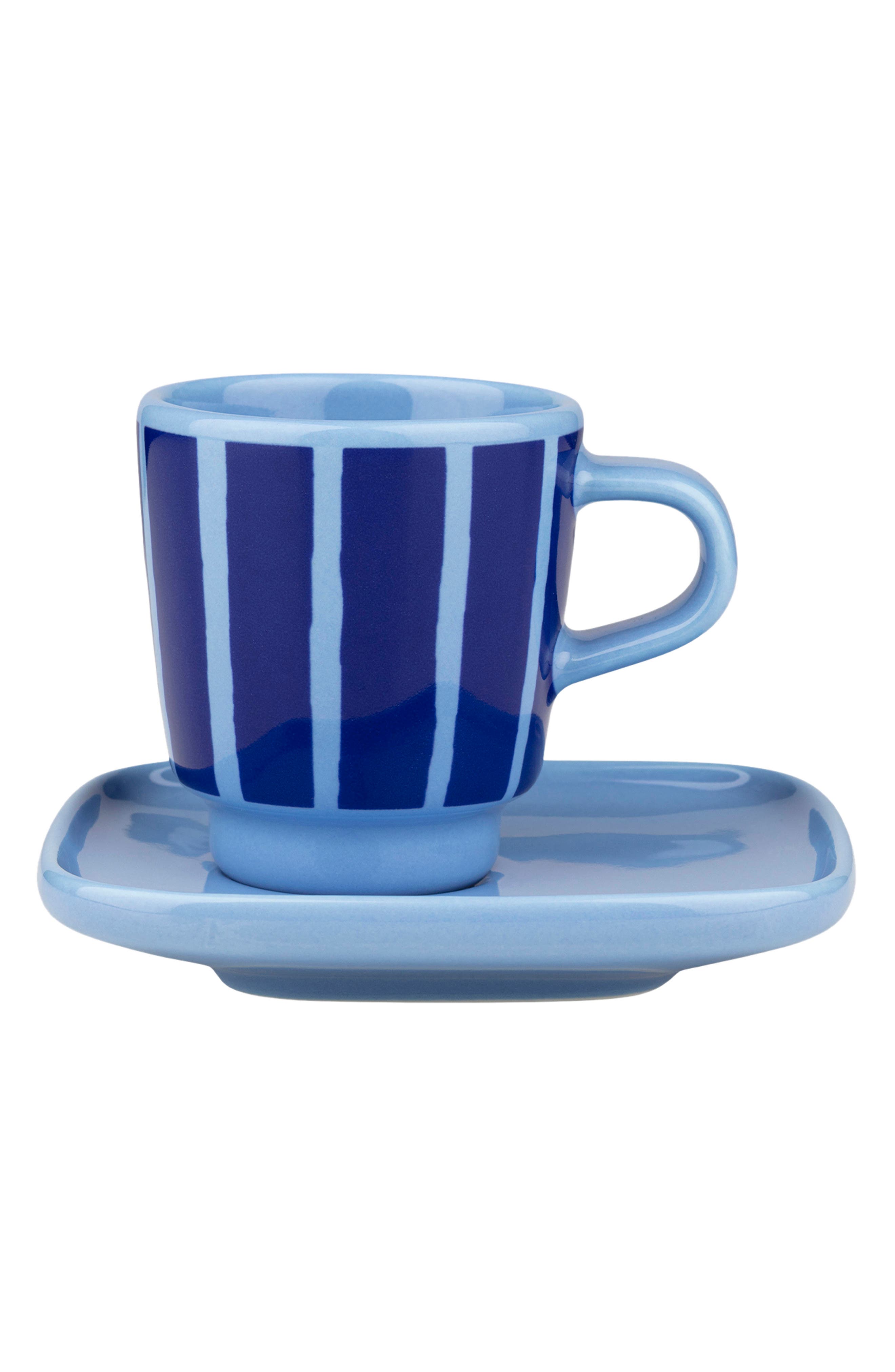 Marimekko Oiva Piccolo Espresso Cup & Saucer - Light Blue, One Size oz