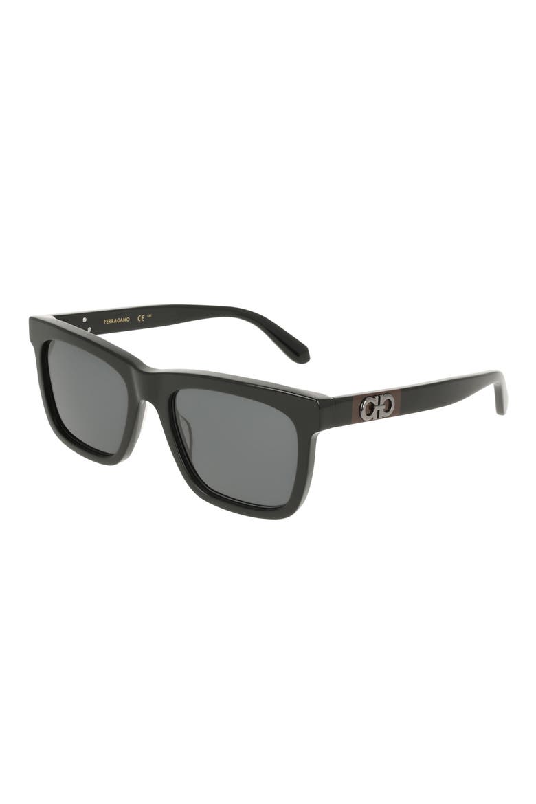 55mm Gradient Rectangle Sunglasses, Alternate, color, BLACK