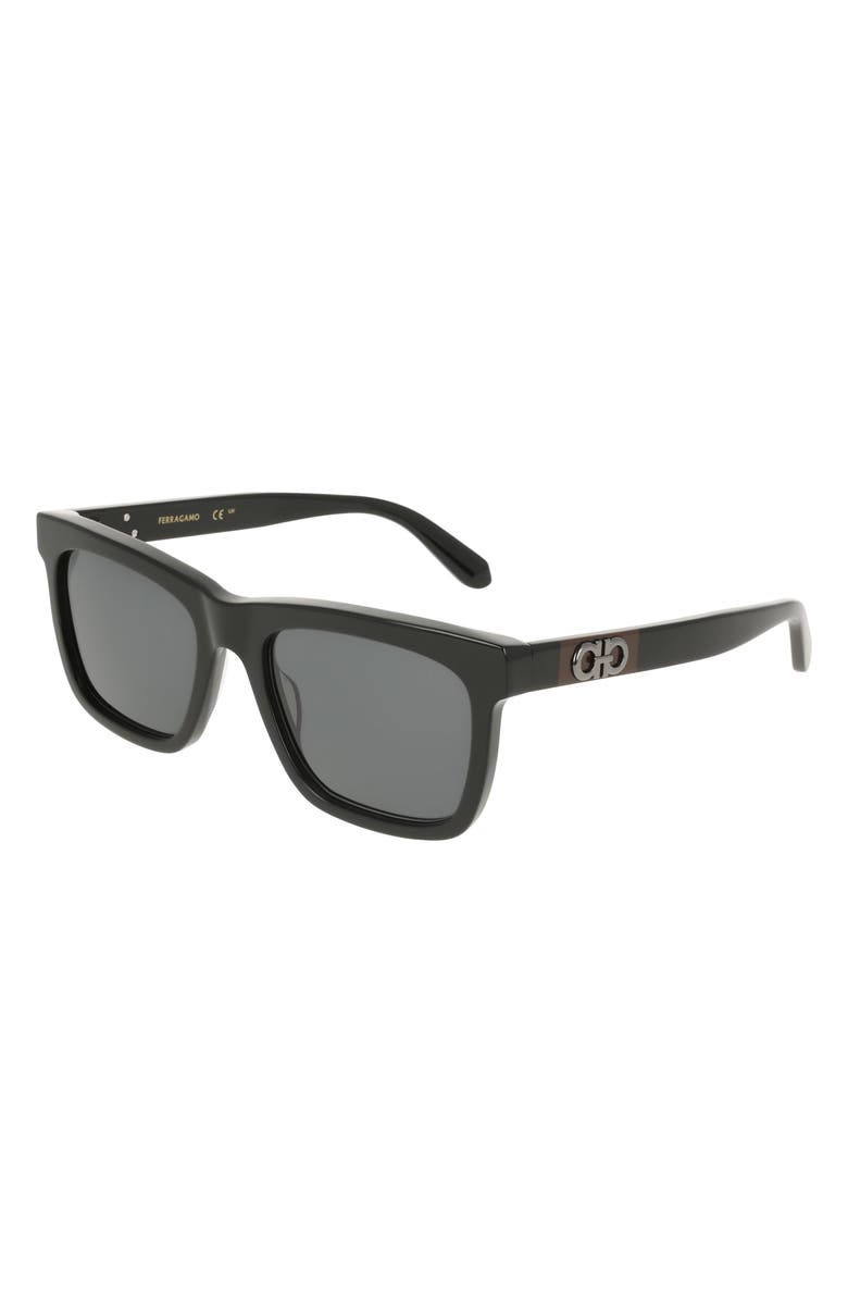 FERRAGAMO 55mm Gradient Rectangle Sunglasses, Alternate, color, Black